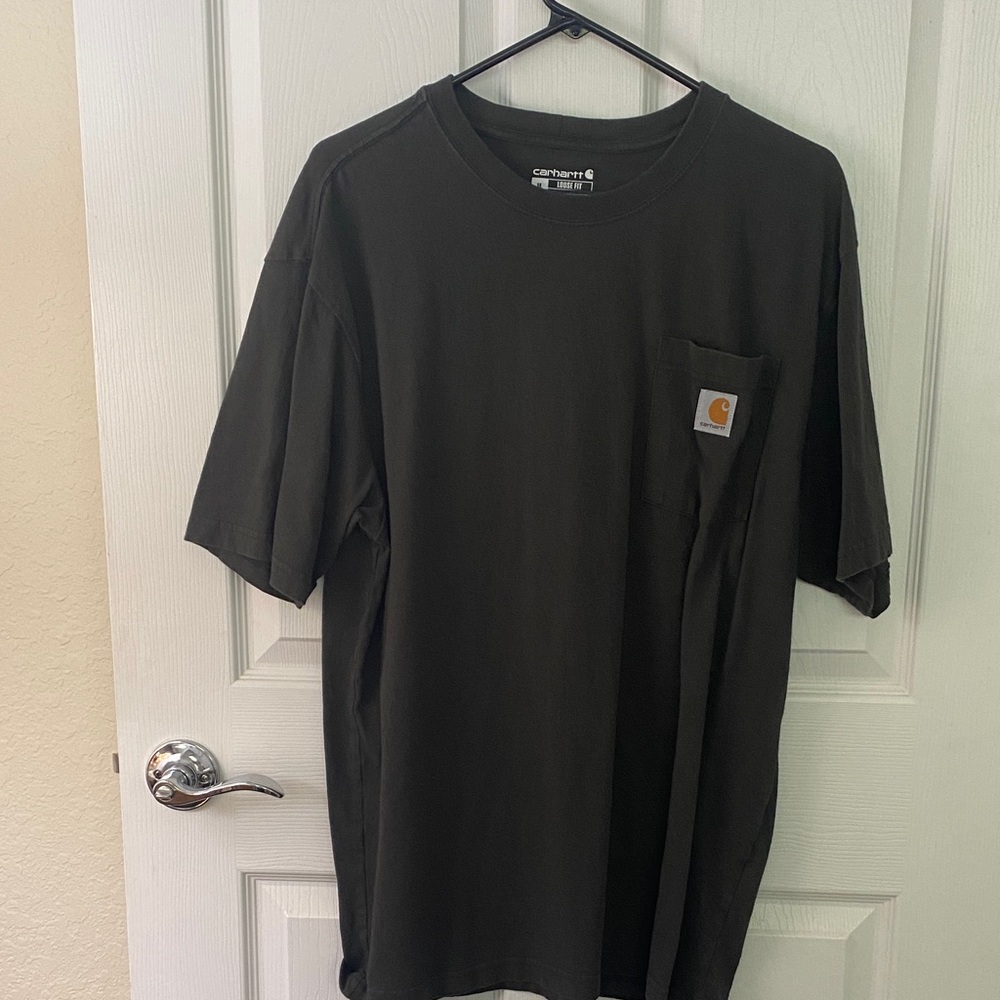 Carhartt Charcoal Short-Sleeve Pocket Tee with Logo Patch